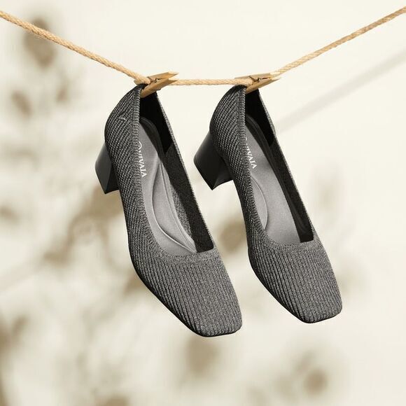 VIVAIA Square-Toe Chunky Heels gray size EUR 41‎ US 9.5